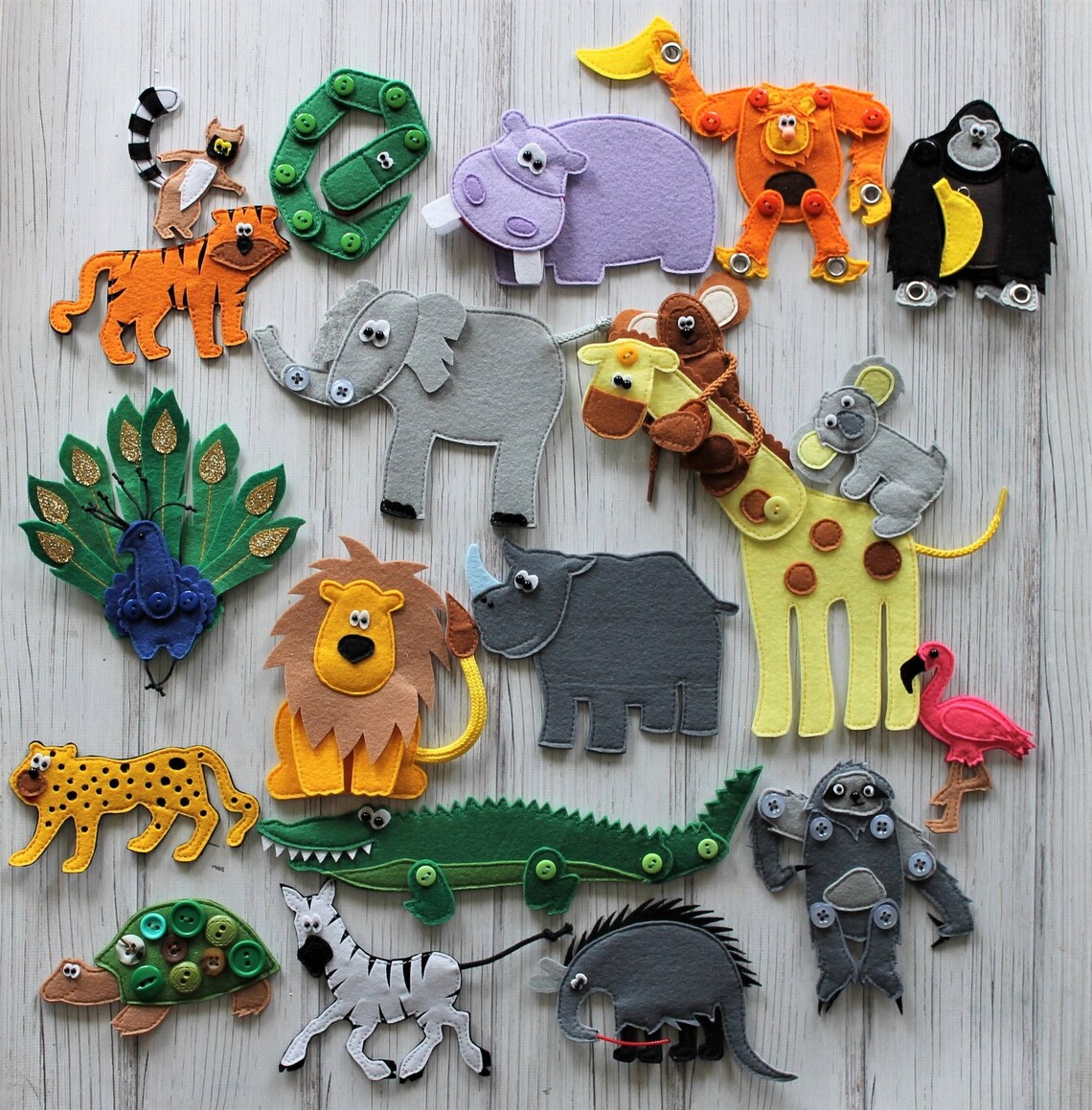 Jungle Felt Quiet Book Jungle Animals Busy Book Learning Etsy