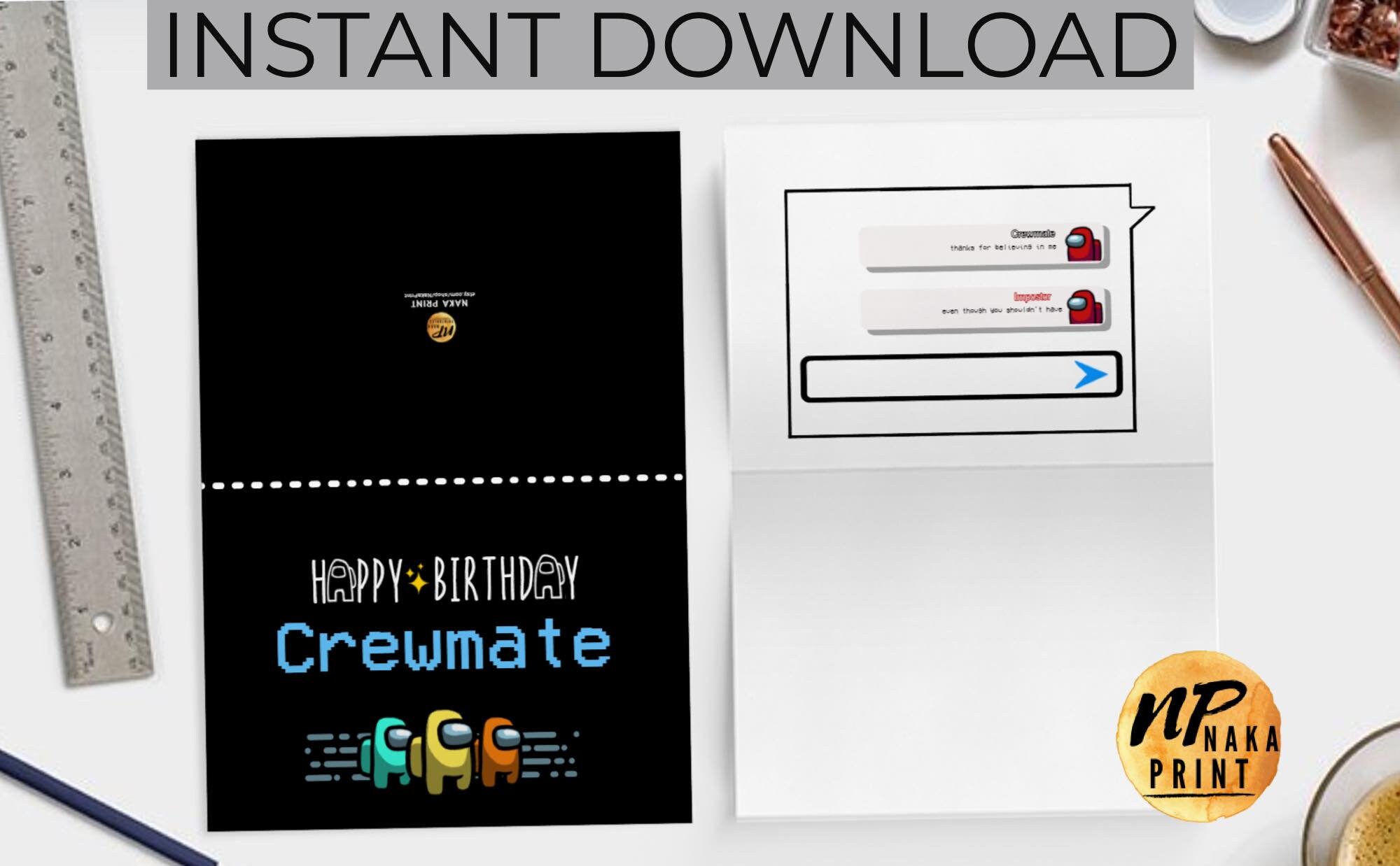 printable among us happy birthday card crewmate etsy