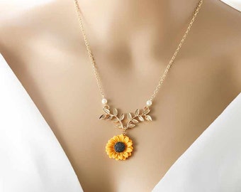 Metal Color: B Davitu Silver Pendant Necklace with Stone Zirconia Sun Flower Charms Necklace for Women Necklace Bridal Wedding Jewelry nke-n41