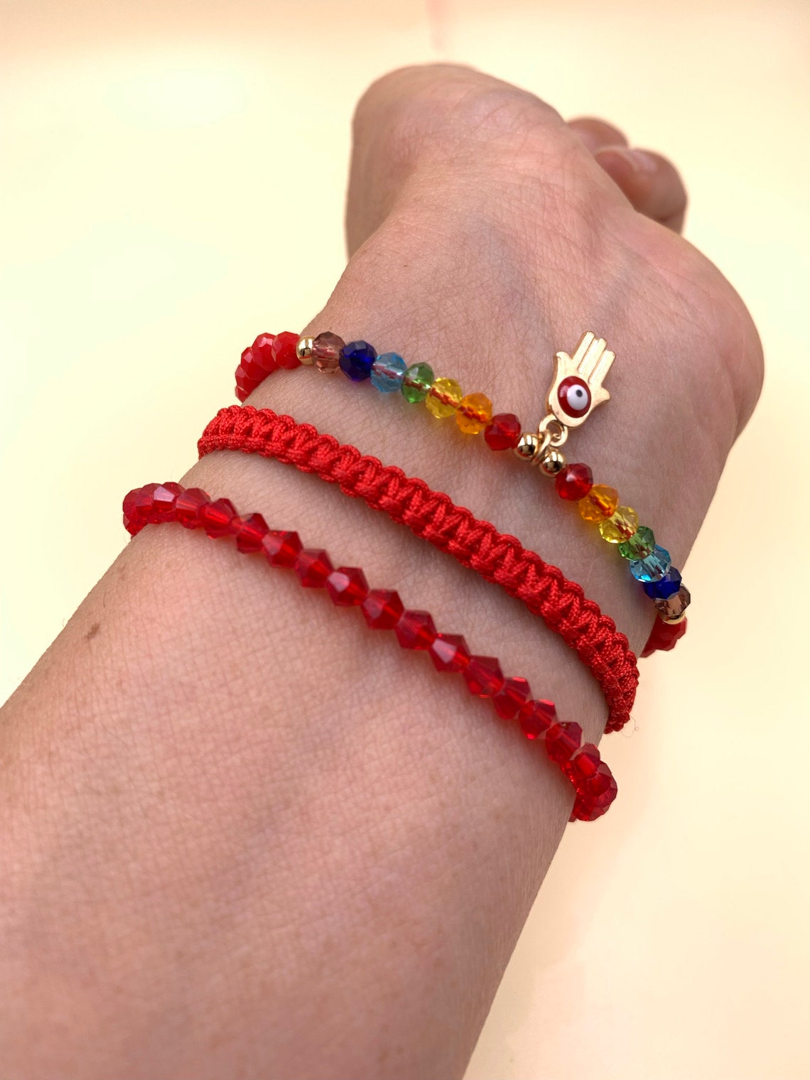 Stackable Three Piece Good Luck Protection Bracelet Set Etsy