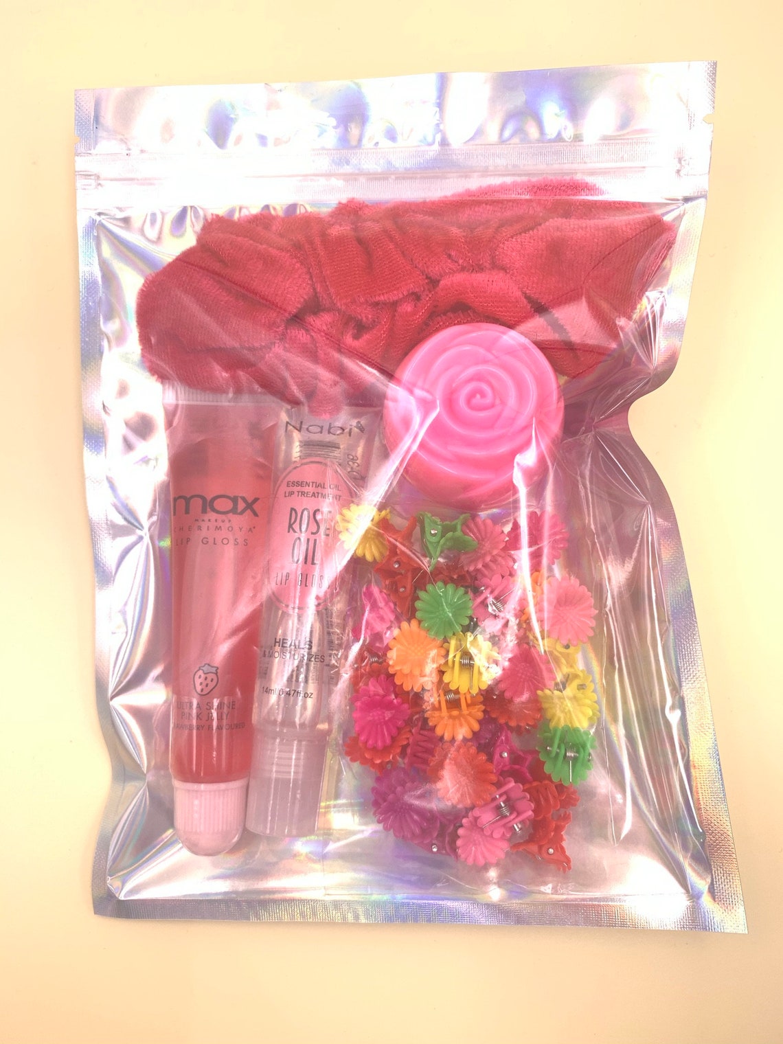 Cute Lip Gloss Bundle Lip Care Hair Clip Bundle Color Etsy