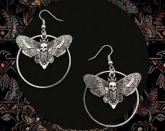 Moth drop Hoop Earrings