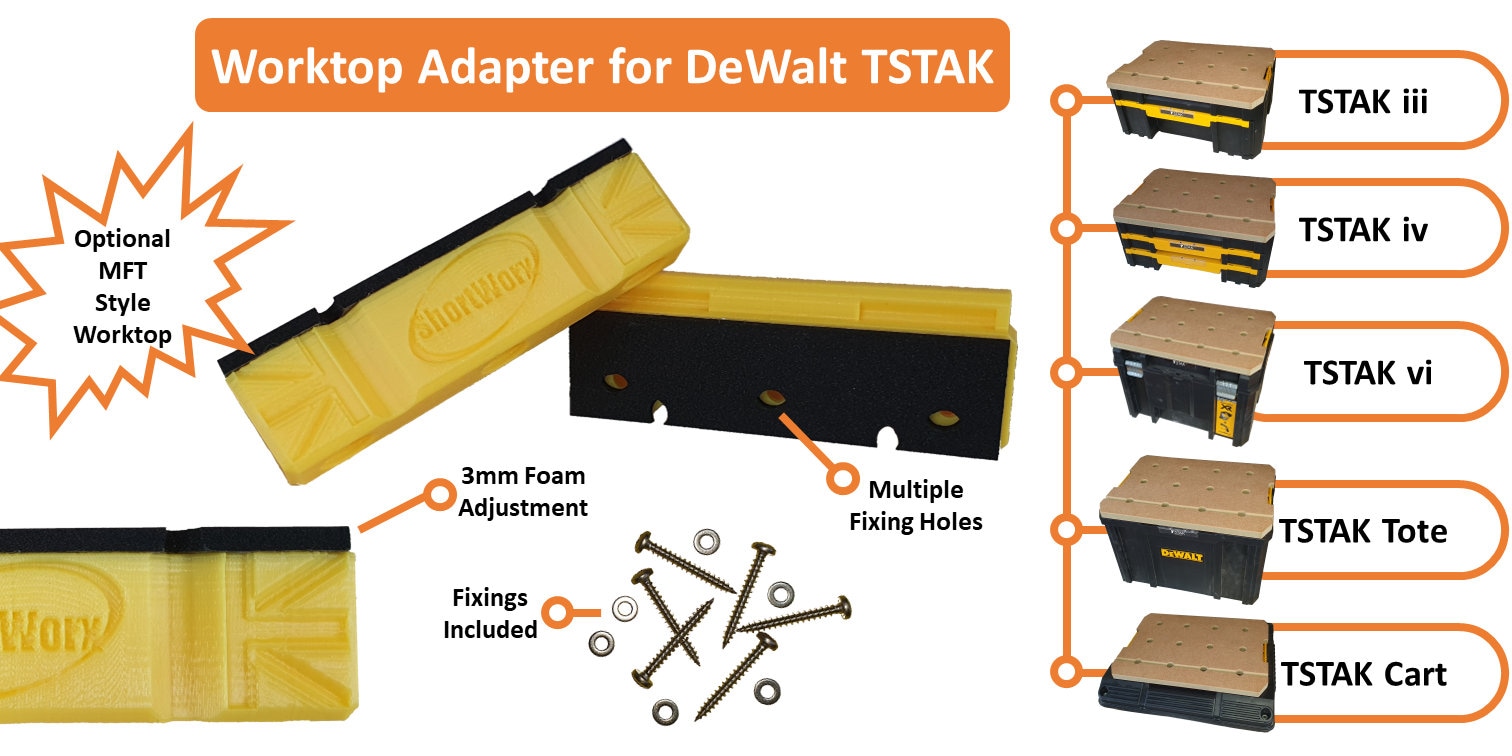 Countertop Adapter for Dewalt TSTAK / Stanley Prostack Countertop Adapter  Mount Feet Mobile Workbench Worktop Holder 4 Pieces 
