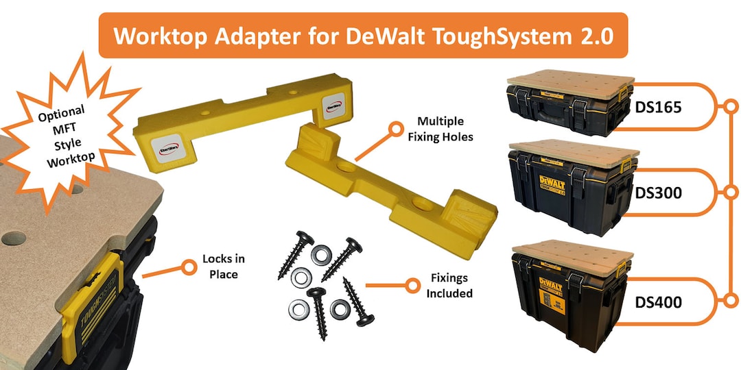 Dewalt Toughsystem V2.0 Worktop Adapter Bracket Connector by Shortworx 