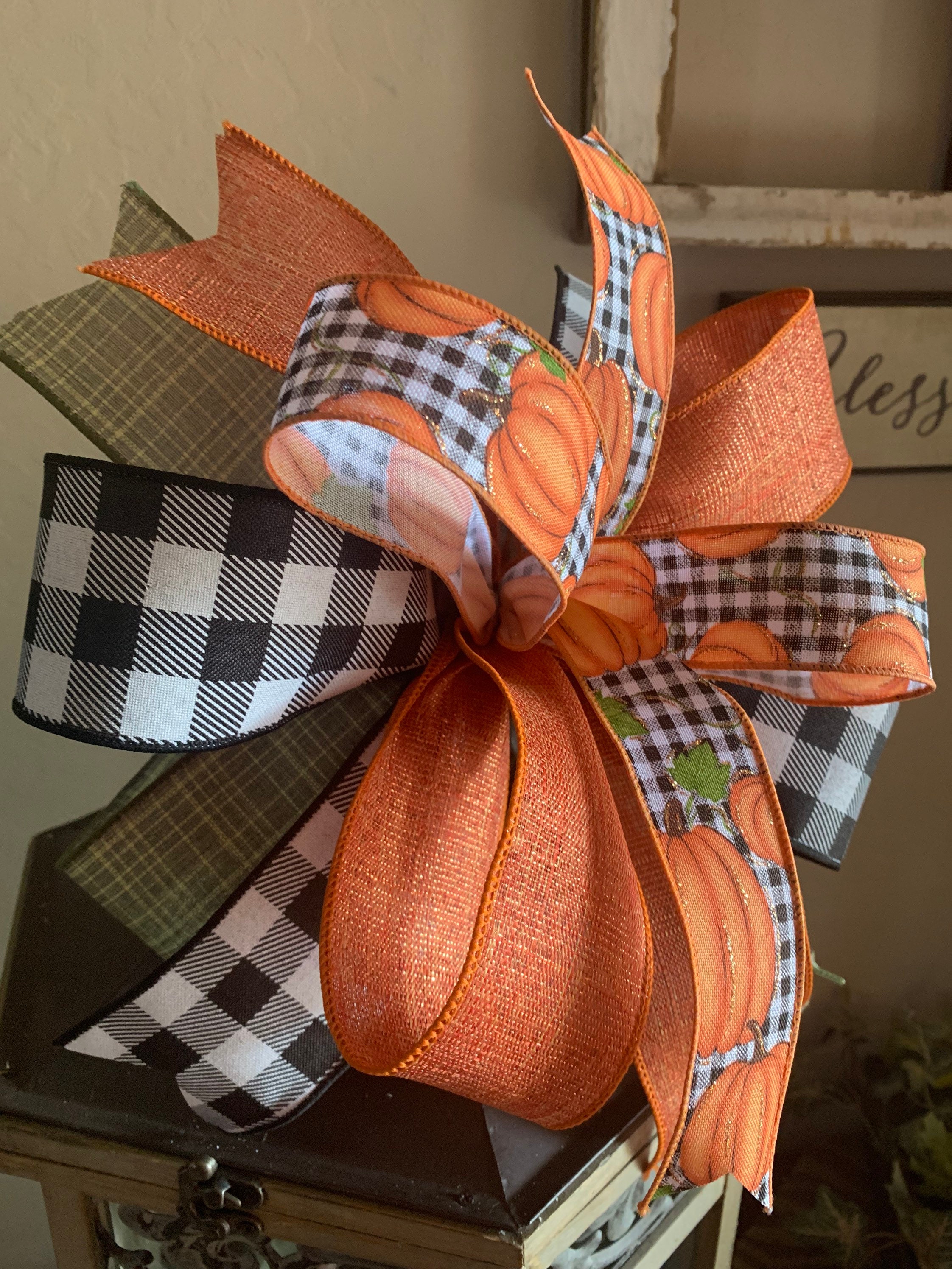Fall Wreath Bow Fall Pumpkin Bow Fall Bow for Wreath Etsy UK