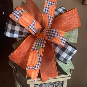 Fall wreath bow, Fall pumpkin bow, fall bow for wreath, decorative bow for wreath, bow for wreath, bow for lantern