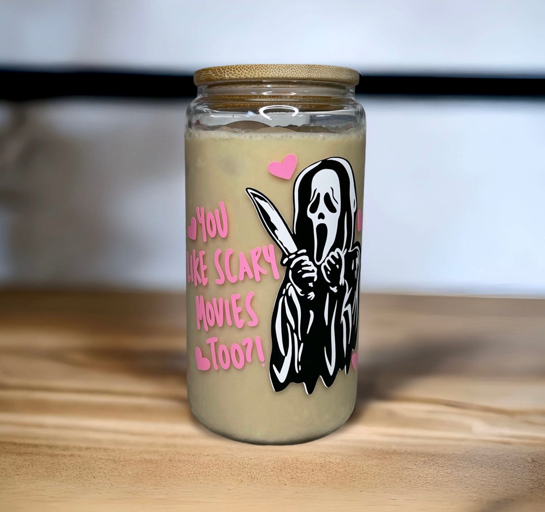 Ghostface Glass Cup You Like Scary Movies Too Beer Can Etsy