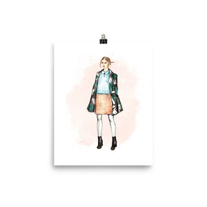 Paris in the Fall Art Print, French Girl, Parisian Style, French style, Statement Coat, Fashion Illustration