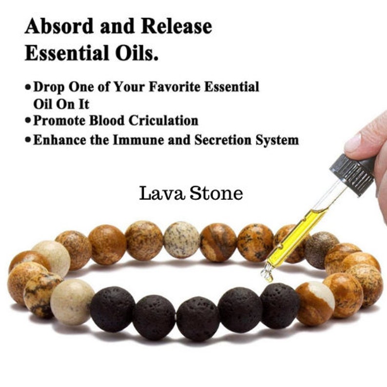 Lava Rock Precious Gemstone Essential Oil Bracelet