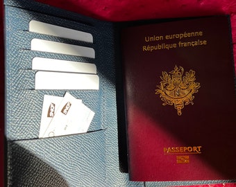 Passport / registration card holder in genuine alligator leather and Epsom cowhide