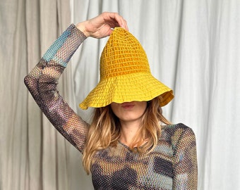 Vintage 2000s Sonia Rykiel yellow bucket summer hat