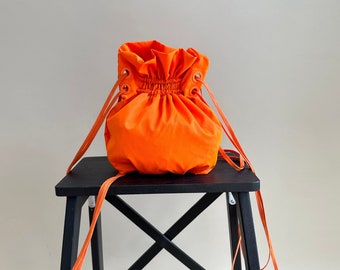 H&M Studio collection orange drawstring statement backpack 2017 SS