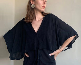 PierAntonio Gaspari kimono blouse, Fuzzi japanese style black top size small to medium