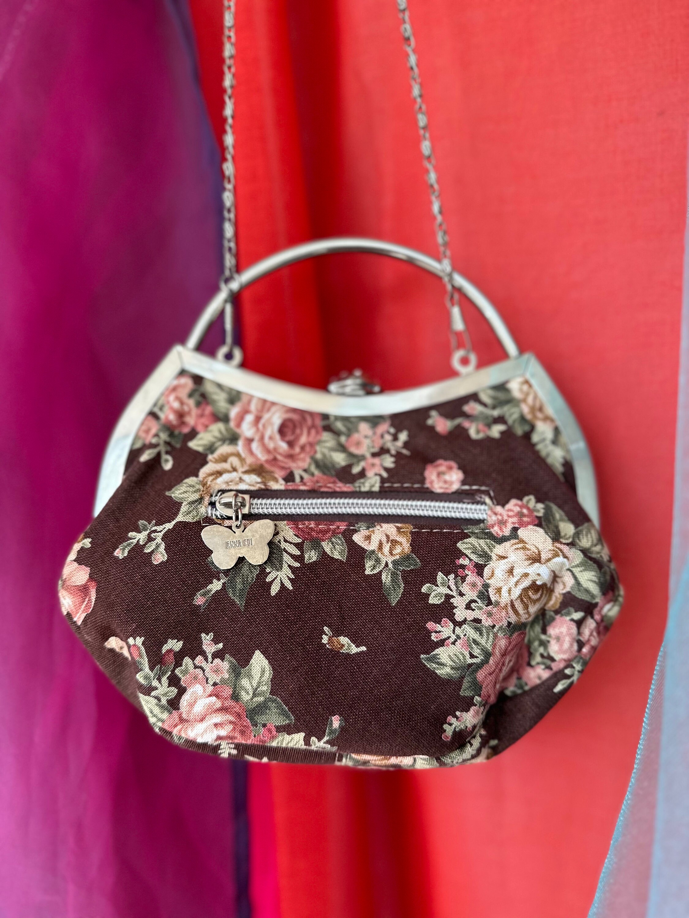 Vintage 2000s Anna Sui Beige Floral Print Coin Purse, Female