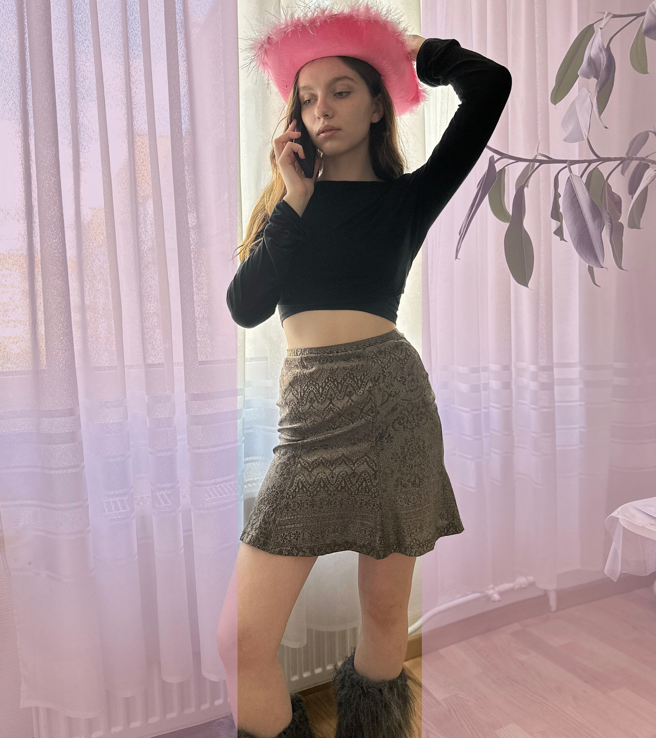 Christian Lacroix Bazar Golden Lurex Floral Mini Skirt Size Medium