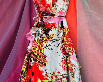 Vintage 2000s Christian Lacroix Bazar Colorful Wrap Dress