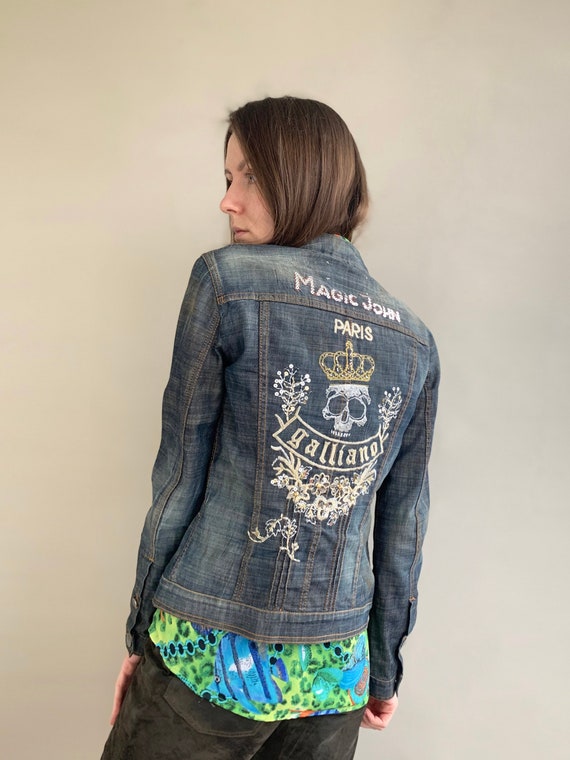 John Galliano embroidered denim jacket, washed dec