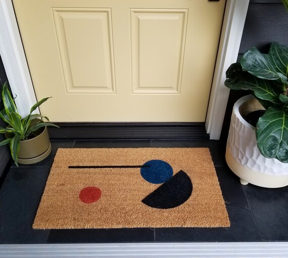 Midcentury Modern Front Door Mat, Geometric Entry Mat With