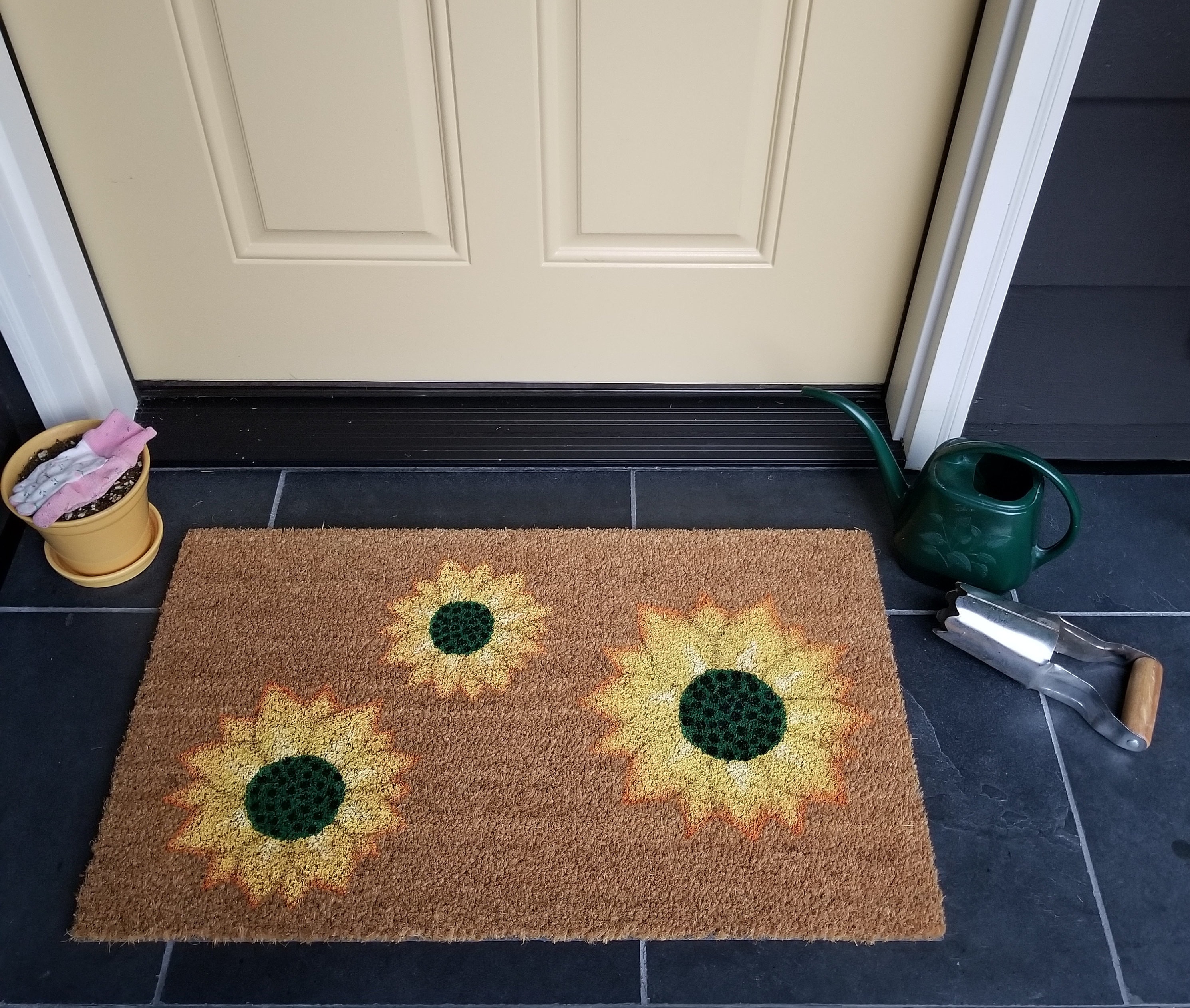 Sunflower front entry mat Sunflower doormat Summer outdoor Etsy