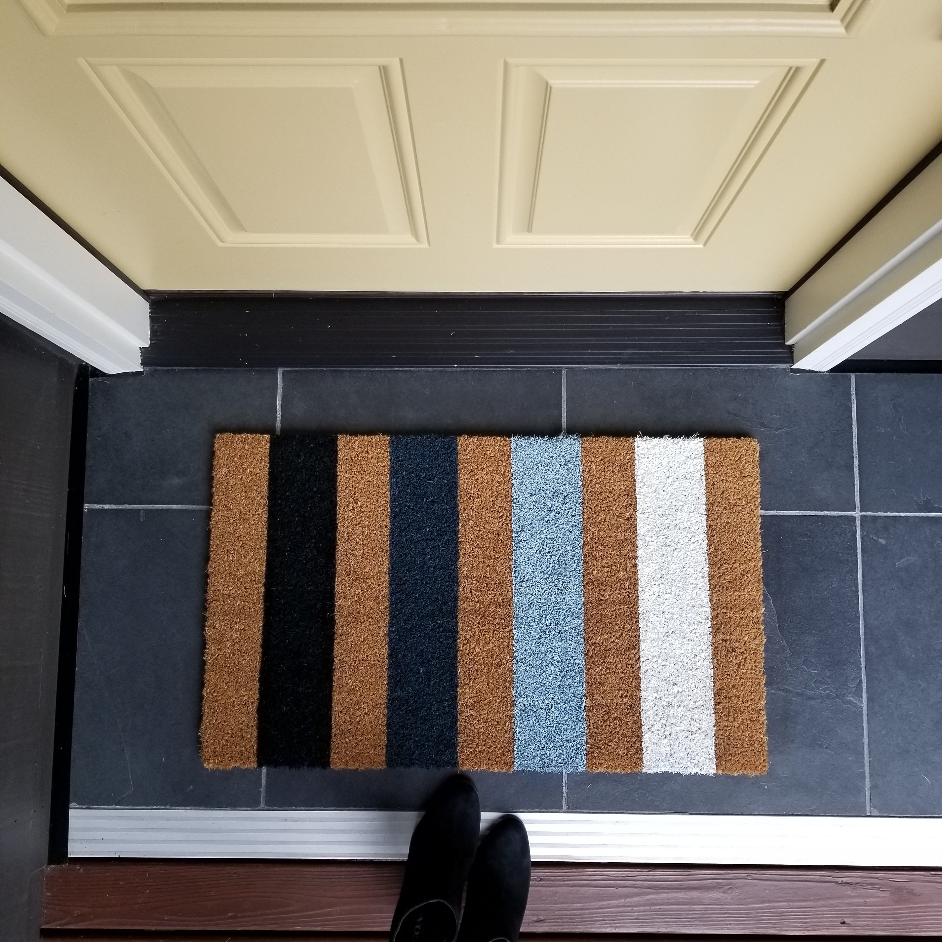 Pure Colour Double Striped Door Floor Mat, Simple Carpet, Waterproof Non  Slip Floor Mat, Outdoor Entrance Doormat, Outdoor Doormat, Entryway Mat,  Front Porch Doormat, Non-slip Dustproof Entrance Rug, Easy To Clean And