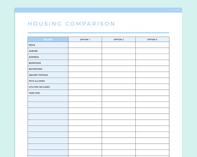 Editable House Comparison Printable, House Hunting Comparison Template ...