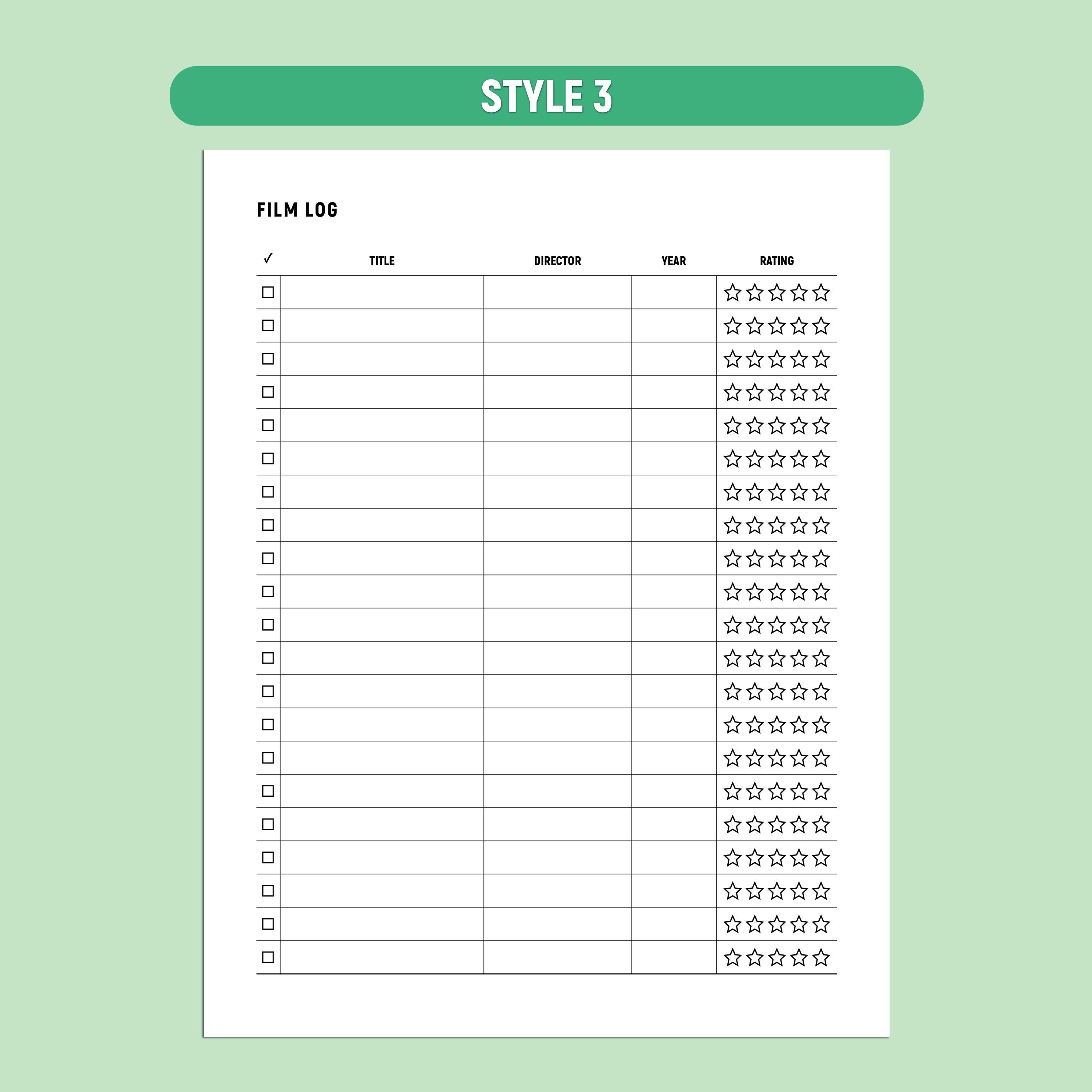 Film Log Printable, Movie Tracker Template, Film Journal, Movies ...