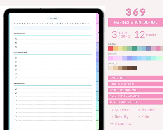 369 Manifestation Journal, Digital 369 Method Manifestation Journal, Manifest Planner, Goodnotes Manifestation Planner, Law of Attraction