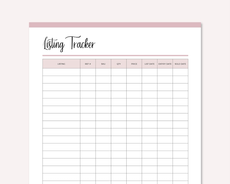 Reseller Listing Sheet Printable Online Reseller Tools Etsy