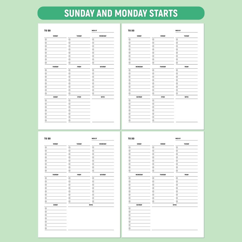 Weekly Checkbox Table Weekly to Do List Printable, Weekly Task Checklist Template, Simple to ...