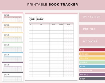 Printable book tracker, reading list, book worm checklist, book reading list, reading log template, readers journal, A4 and US letter