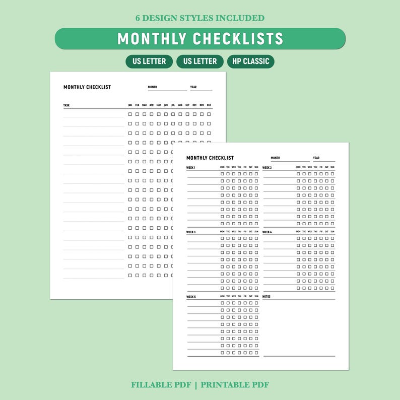 Monthly Checklist Printable, Task List Template, Habit Checklist ...