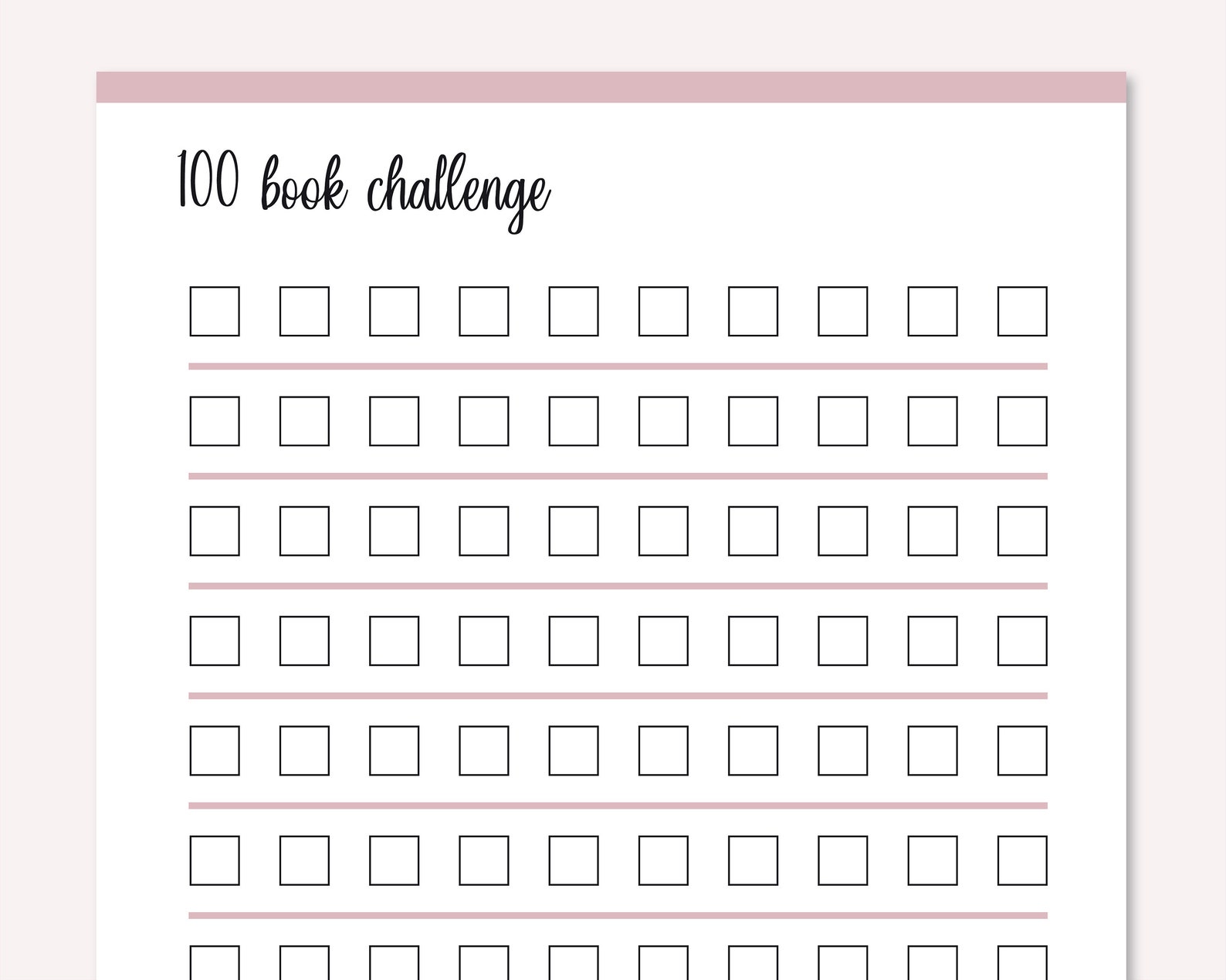 Printable 100 Book Challenge Reading Planner Book Reading Etsy