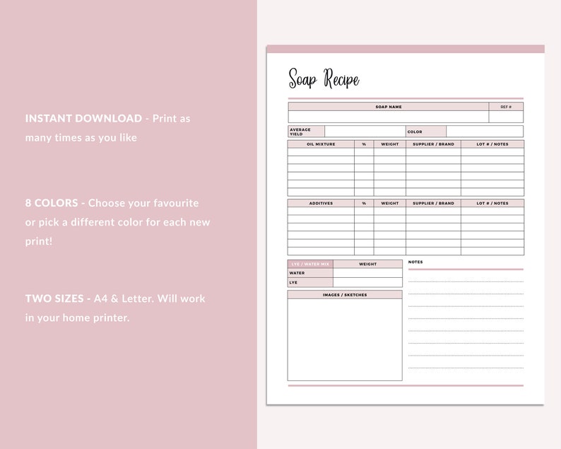 Printable Blank Soap Recipe Sheet Soap Making Recipe Cards - Etsy