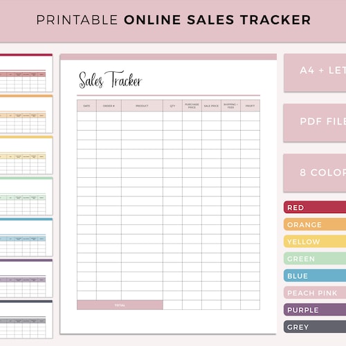 Online Sales Tracker Printable Sales Tracking Template Small - Etsy UK