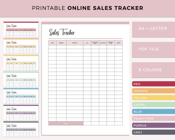 Online Sales Tracker Printable Sales Tracking Template Small - Etsy