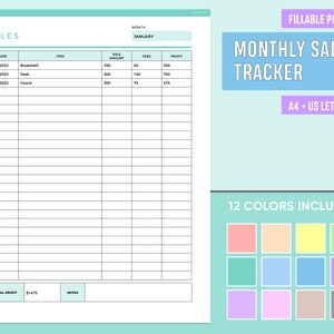 Editable Monthly Sales Tracker Printable, Fillable Order Tracker, Sales Log Book, Profit Tracker, Order Tracking Sheet, Online Order Tracker