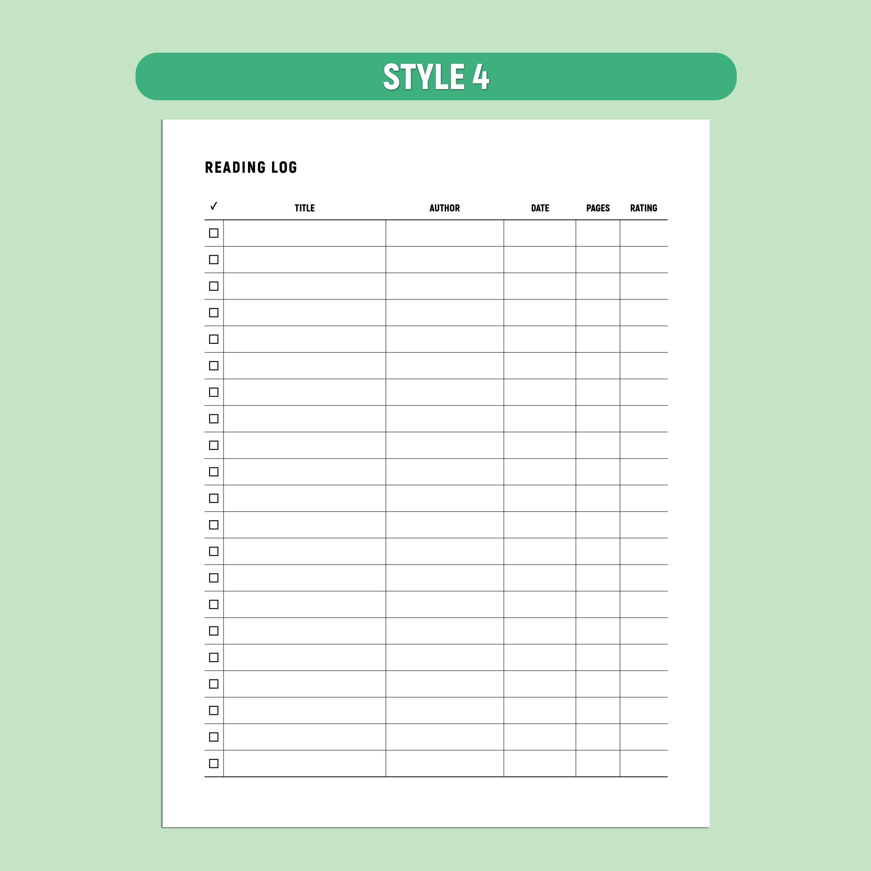 Reading Log Printable, Book Tracker Template, Reading List Journal ...