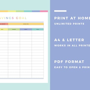 Printable Savings Plan For Kids