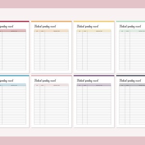 Printable Medical Spending Record, Medical Finance Sheet, Medical Cost ...