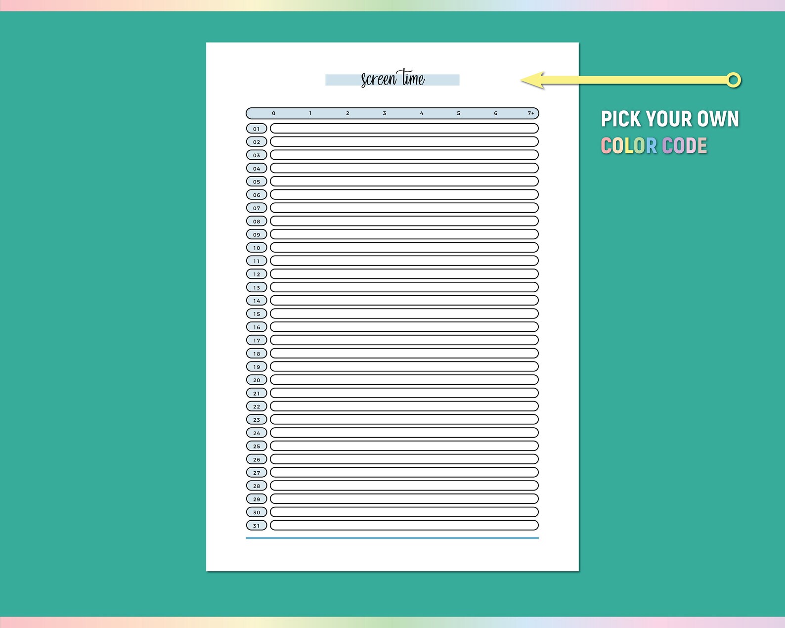 A5 Monthly Screen Time Template, Printable Digital Wellbeing Tracker ...