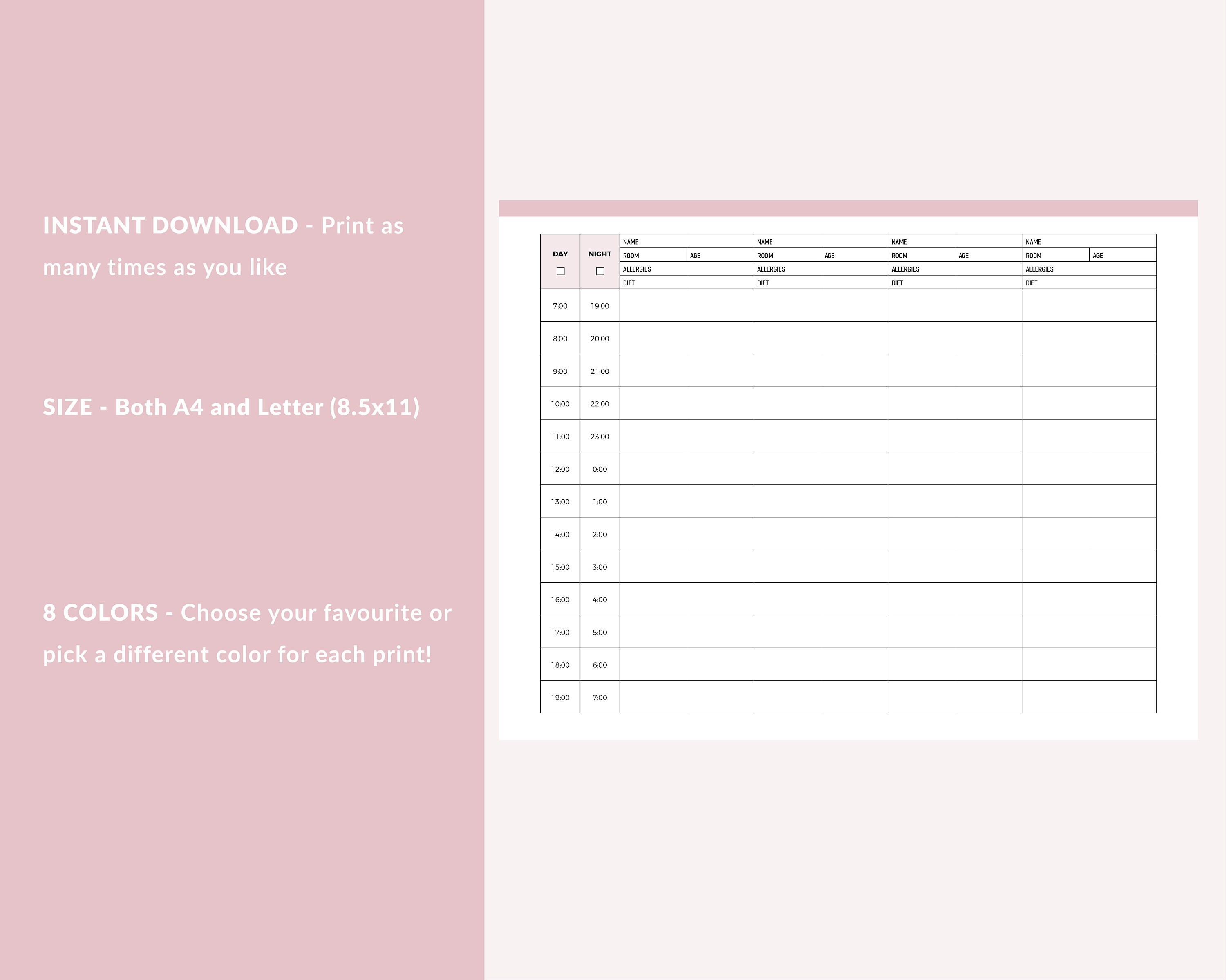 Hourly Report.pdf Printable 4 Patient Nurse Planner, Hourly Nursing Report Sheet, Nurse ...