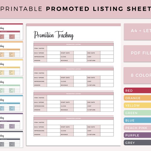 Printable Product Listing Sheet Ebay Planner Reseller | Etsy