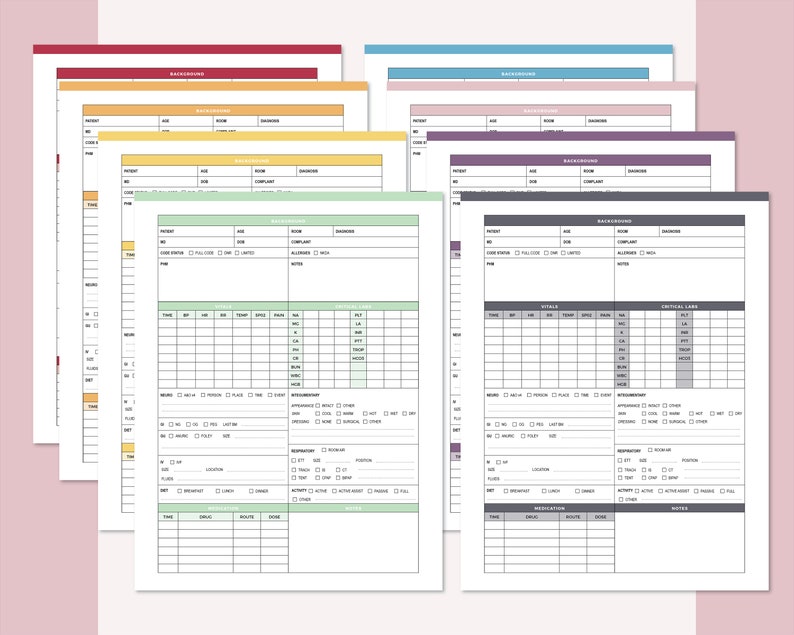 Printable Nurse Report Sheet End of Shift Report Nursing - Etsy