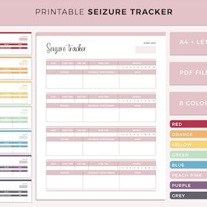 Printable Seizure Tracker, Epilepsy Tracker, Seizure Journal, Symptom Tracker, Trigger Log, Epilepsy management, Treatment Plan, A4 / Letter
