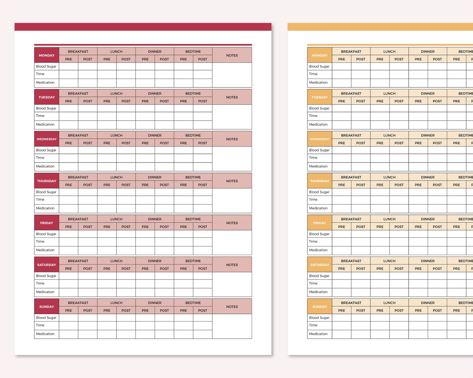 Printable Blood Glucose Chart PDF, Blood Sugar Log, Blood Sugar Tracker ...