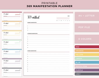 Printable 369 Method Manifestation Planner PDF, Manifest Attraction Planner, Intention Setting Manifest Planner, 3 6 9 Manifestation Planner