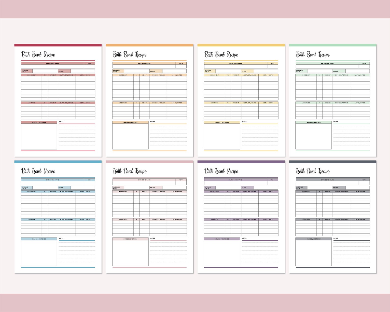 Printable bath bomb recipe sheet soap making planner soap Etsy