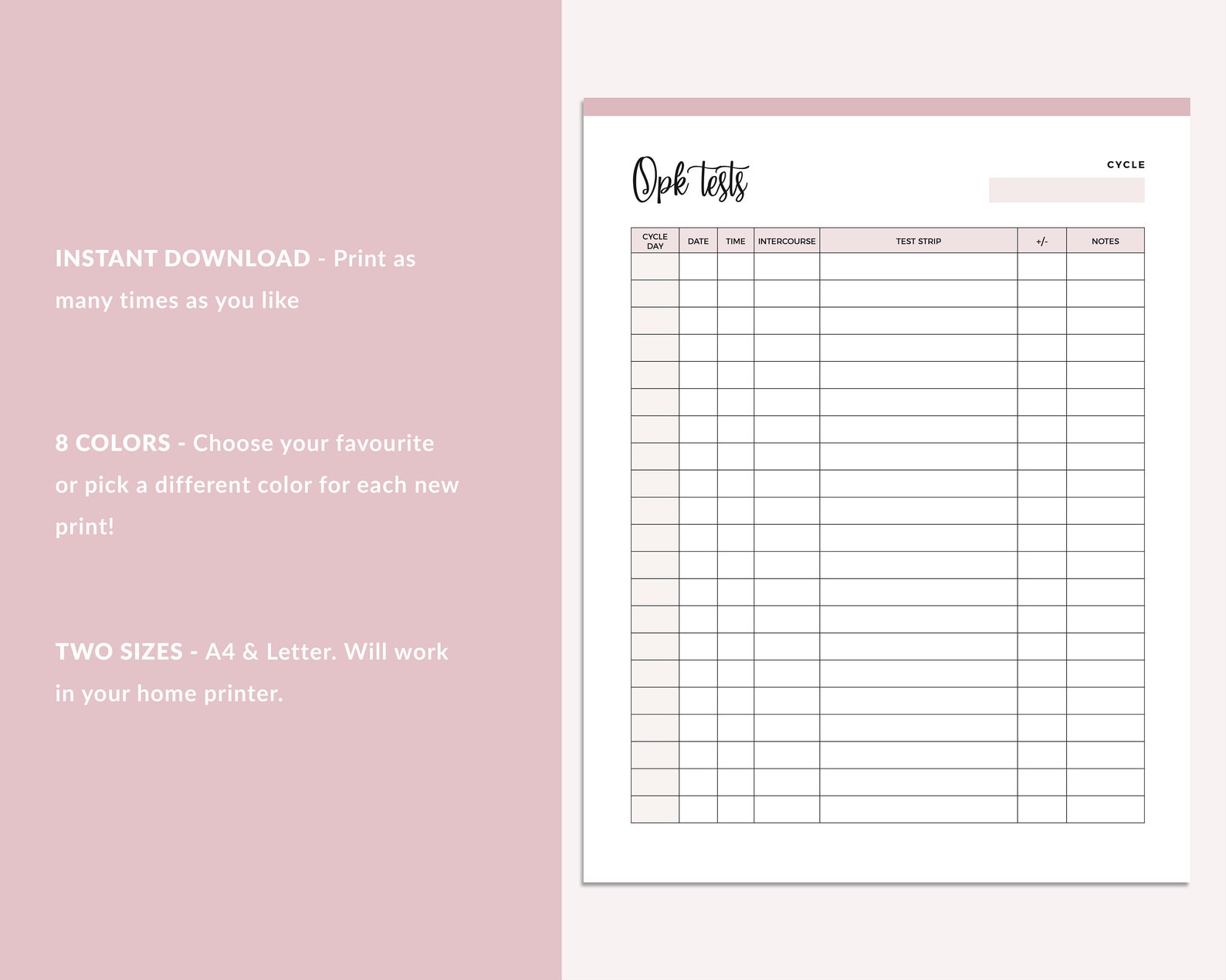 Ovulation Tracking Chart Printable