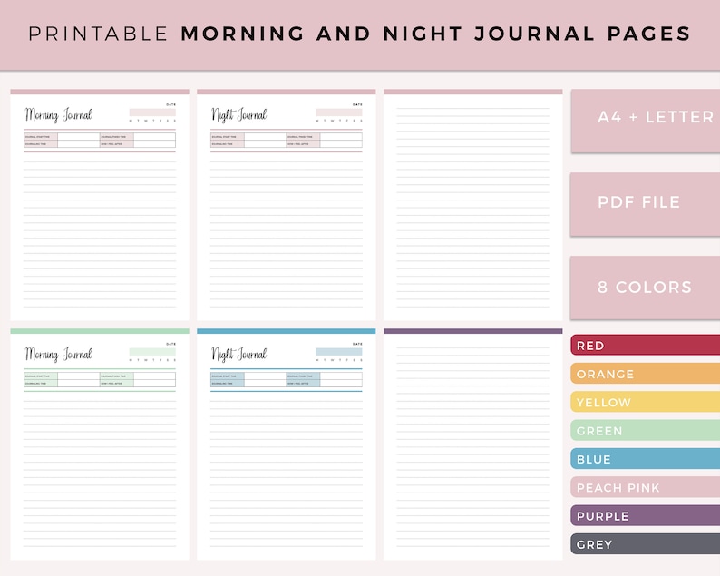 Printable Lined Journal Pages Daily Journaling Gratitude | Etsy