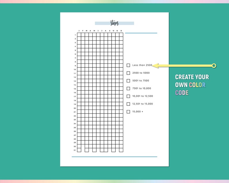 Step Rangs A5 Steps Tracker Printable, Walking Journal, Daily Steps Log (PDF ...